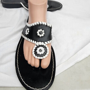 Bass Deco‎ style whipstitched sandals 10